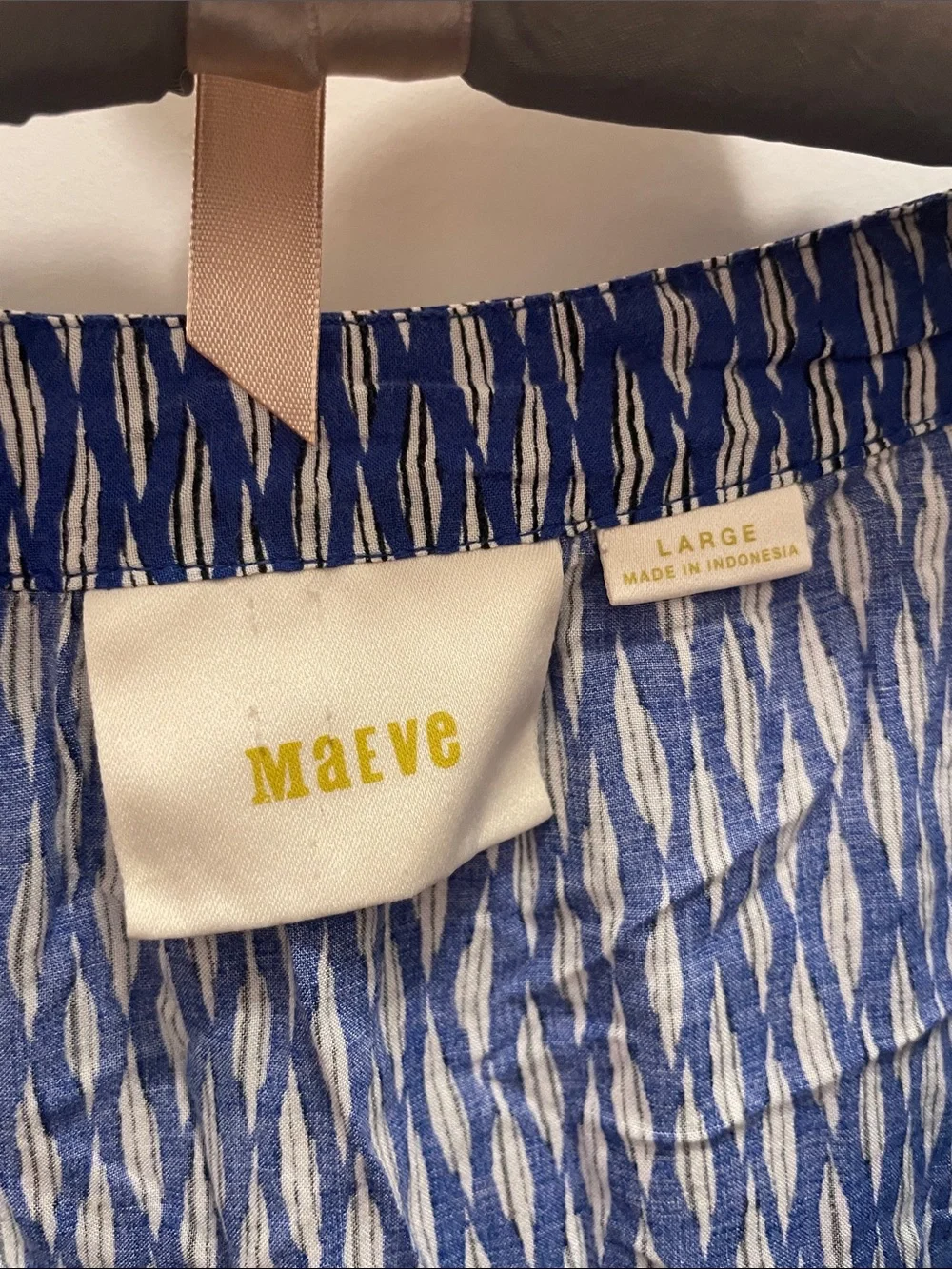 Anthropologie Maeve Blue Printed Bohemian V-Neck Button-Front Tiered Blouse